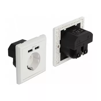Kištukinis lizdas CEE 7/3 + USB DeLOCK 11471