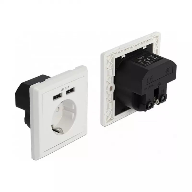 Kištukinis lizdas CEE 7/3 + USB DeLOCK 11471