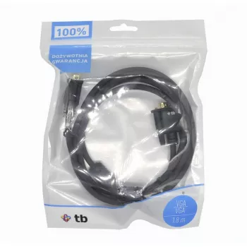 TB VGA-kabelis 15M-15M 1,8 M. Juoda-gold (AKTBXVGAMMG180B)