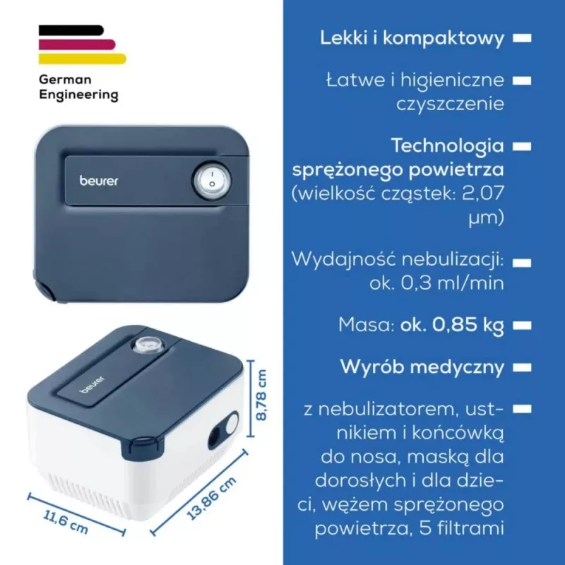 Nešiojamas inhaliatorius Beurer IH16 purkštuvas, skirtas astmai ir kvėpavimo takų terapijai