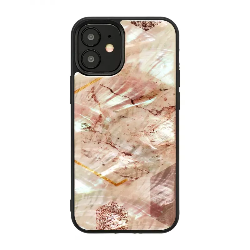 Apsauginis dėklas iKins, skirtas Apple iPhone 12 mini — rožinio marmuro raštas, plonas prigludimas