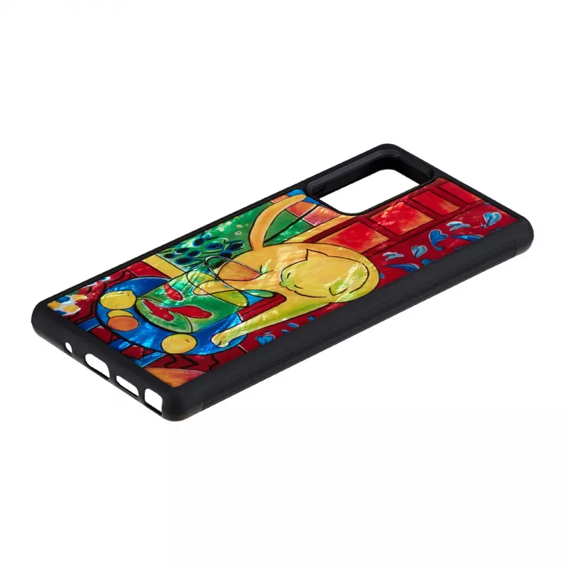 Apsauginis telefono dėklas iKins, skirtas Samsung Galaxy Note 20, su raudonos katės ir žuvies dizainu