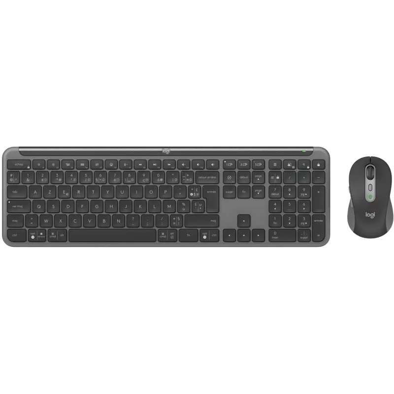 Logitech Signature plonas Combo MK950 - klaviatūros ir pelės rinkinys - 100% - pilno dydžio - belaidis - Bluetooth 5.1 LE - AZERTY - prancūziška - grafito spalvos (920-012485)