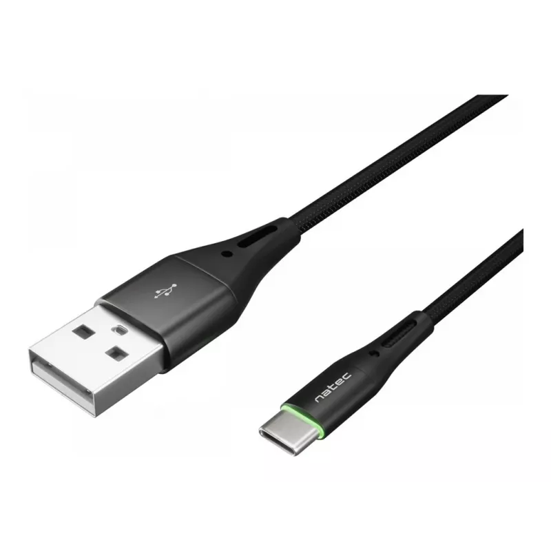 NATEC kabelis USB-C/A 2.0 1m prati led Juoda nylon