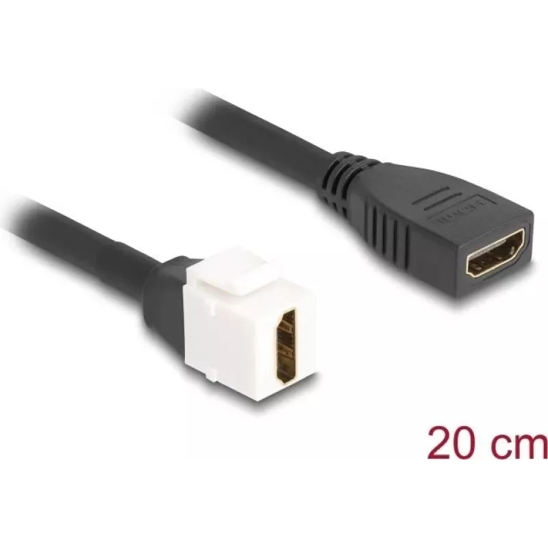 DeLOCK keystone modulio kabelis HDMI, jungtis-jungtis, 8K 60 Hz, 20 cm, juodas