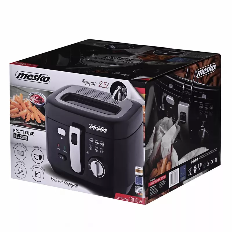 Grupinė gruzdintuvė Mesko Home MS 4908 Viena 2,5 L 1800 W Juoda Pilka