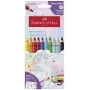 Spalvoti pieštukai Faber-Castell Einhorn Jumbo Grip — 10 vienetų, stambus trikampis sukibimas, minkšta šerdis