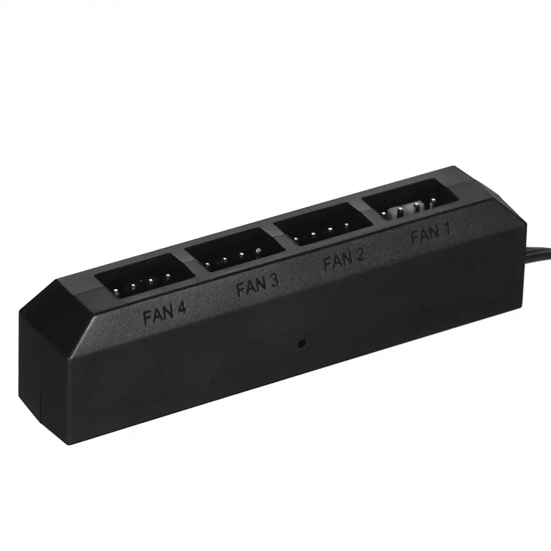 Ventiliatoriaus šakotuvas DeepCool FH-04 — 20 kontaktų ATX į 4× 3 kontaktų Molex, 0,55 m kabelis, juodas