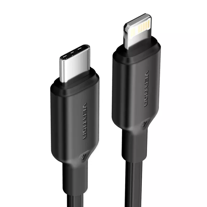 USB-C į Lightning laidas 3A 480Mbps 1m JUODAS
