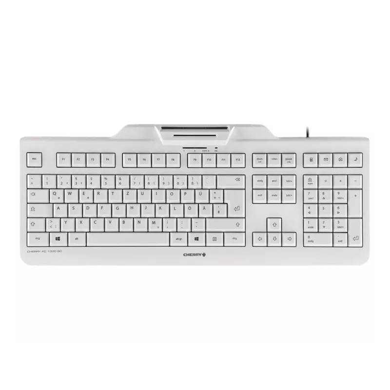 CHERRY KC 1000 SC laidinė išmaniųjų kortelių klaviatūra, šviesiai pilka, USB, QWERTY UK