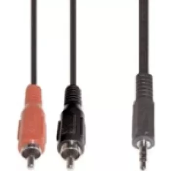 Garso kabelis e+p B 113/2 2,5 m 2 x RCA – 3,5 mm, juodas