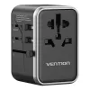 Vention kelioninis maitinimo adapteris FJFB0 65W — 2× USB-C PD/PPS, 2× USB-A (QC/BC), HDMI išvestis, aliuminis/juodas