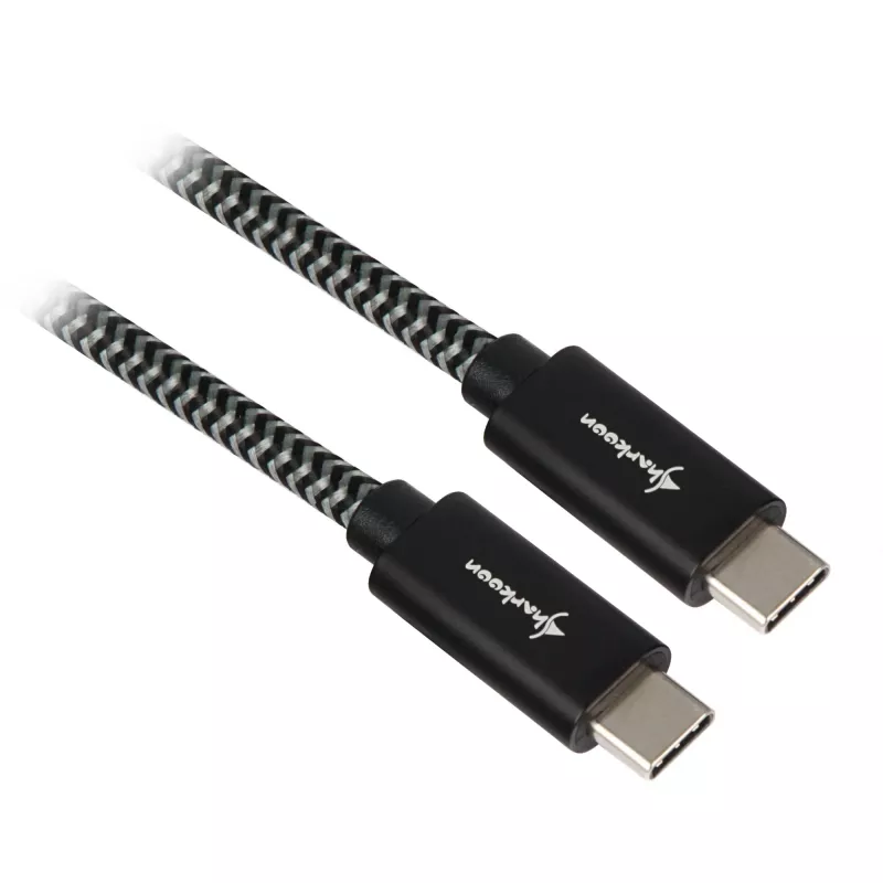 USB 3.2 Gen 2 laidas, USB-C kištukas > USB-C kištukas (juoda/pilka, 0,5 metro, apipintas)