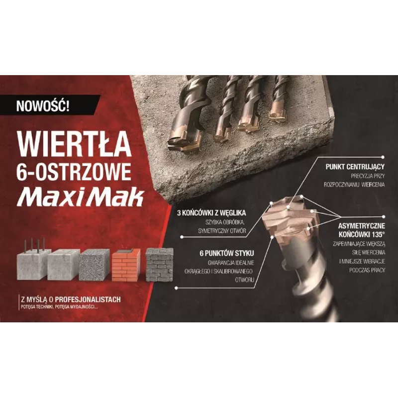 Makita SDS MAX grąžtas 24x200x340mm 6 pjovimo briaunų