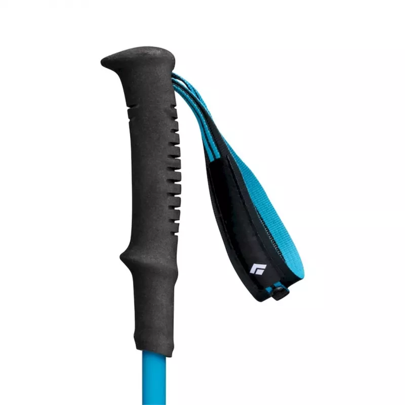 Trekking lazdos Juoda Diamond Distance Carbon FLZ — sulankstomos anglies pluošto, reguliuojamos 125–140 cm, 3 segmentų, 364 g, 40 cm sulankstytos