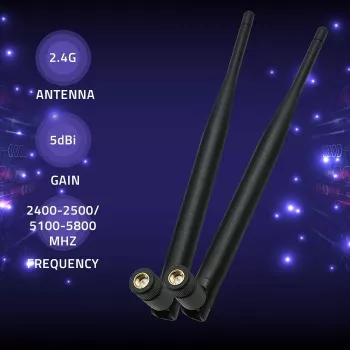 Vidinė „Wi‑Fi“ antena QOLTEC 57046, dviejų diapazonų 2,4–2,5 GHz ir 5,1–5,8 GHz, 5 dBi, 50 Ω