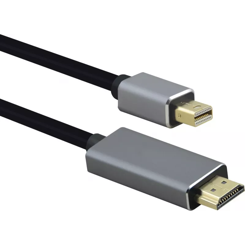 Laidas helos mini DisplayPort kištukas į HDMI 1.4 kištuką, PREMIUM 4K, 2,0 m, TPE apvalkalas, aliuminio korpusas, auksuoti kontaktai