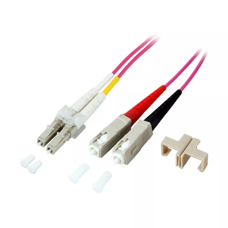 GoodConnections komutacinis kabelis LWL Duplex OM4 (Multimode, 50/125) LC/SC, LSZH, reversible polarity, 1m,