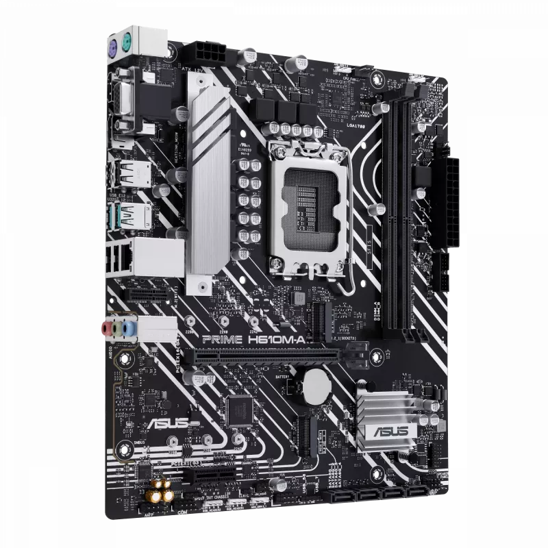 ASUS PRIME H610M-A R2.0 | Procesorių šeima Intel | Procesoriaus lizdas LGA1700 | Palaikomi kietųjų diskų sąsajos tipai M.2, SATA | SATA jungčių skaičius 4
