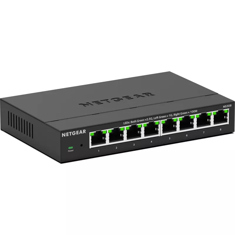 NETGEAR MS308 Nevaldomas 2.5G Ethernet (100/1000/2500) Juodas