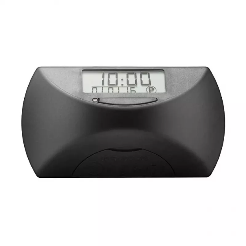 Elektroninis parkavimo diskas Needit Park Mini — juodas, ABS ir stiklas, CR-2450 3V, 82×25×45 mm