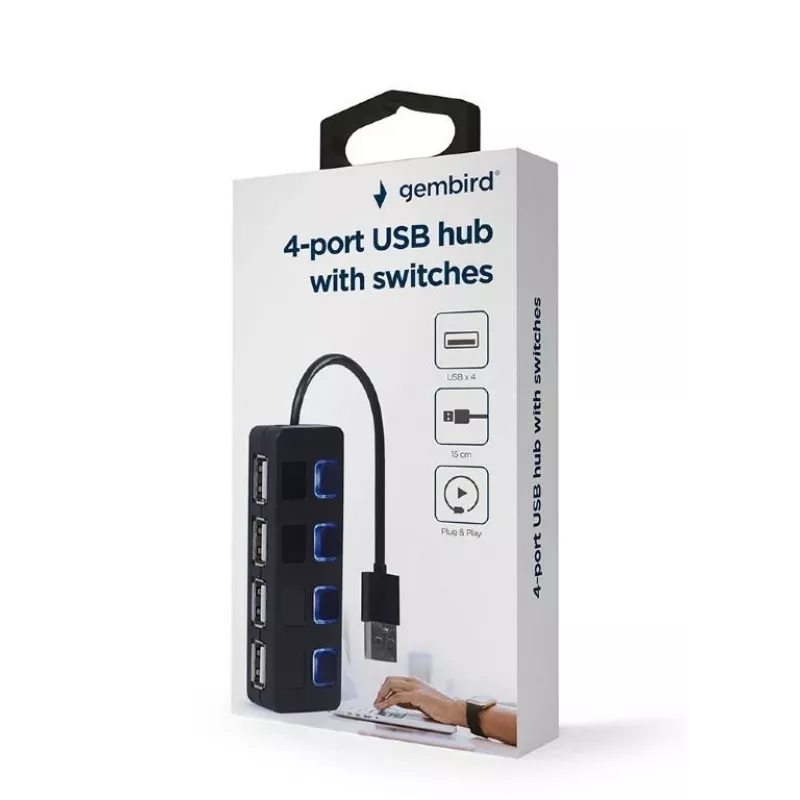 USB 2.0 sąsajos šakotuvas Gembird UHB-U2P4-05 su 4 USB prievadais