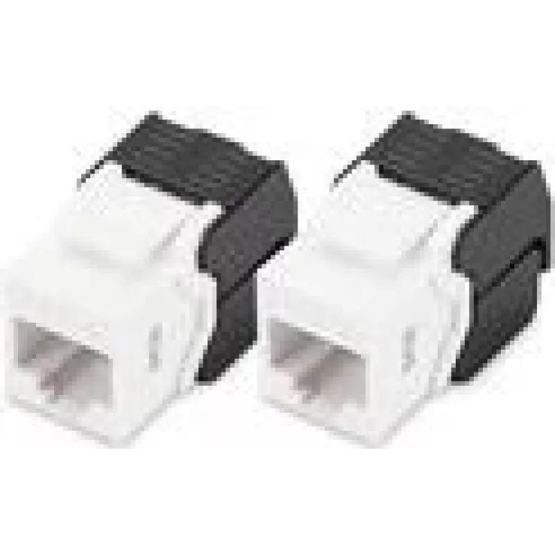 Digitus CAT 6 Keystone Jack neekranuotas 2 vnt. Plokščias Juoda Balta RJ-45
