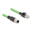 Tinklo kabelis DeLOCK M12 kabelis A koduotas 8 kontaktų kištukas į RJ45 kištukas PUR (TPU) 1 m