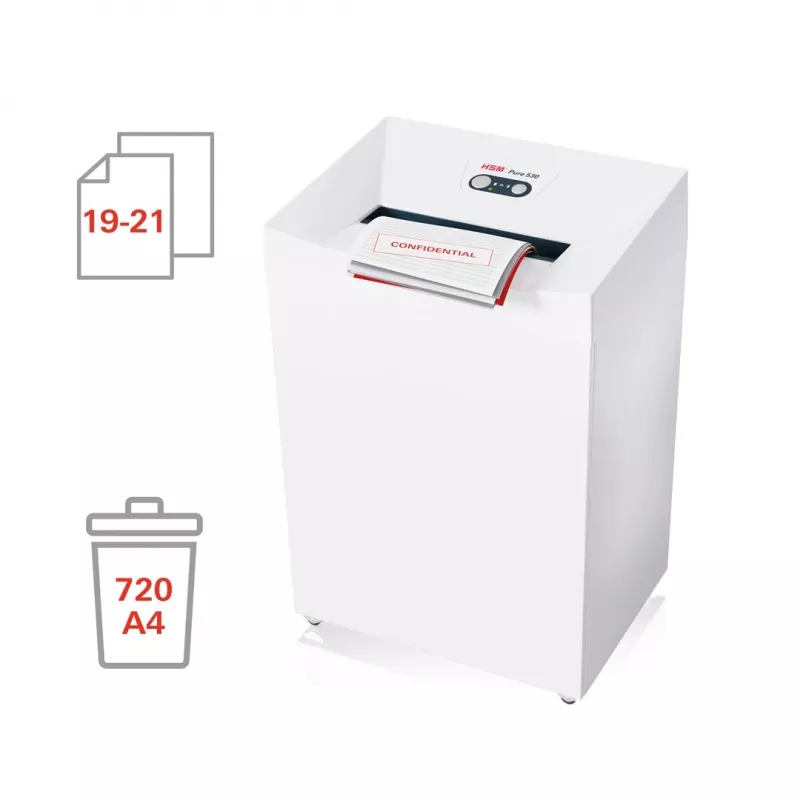HSM Pure 530 dokumentų naikiklis, 80 l, 3,9 mm