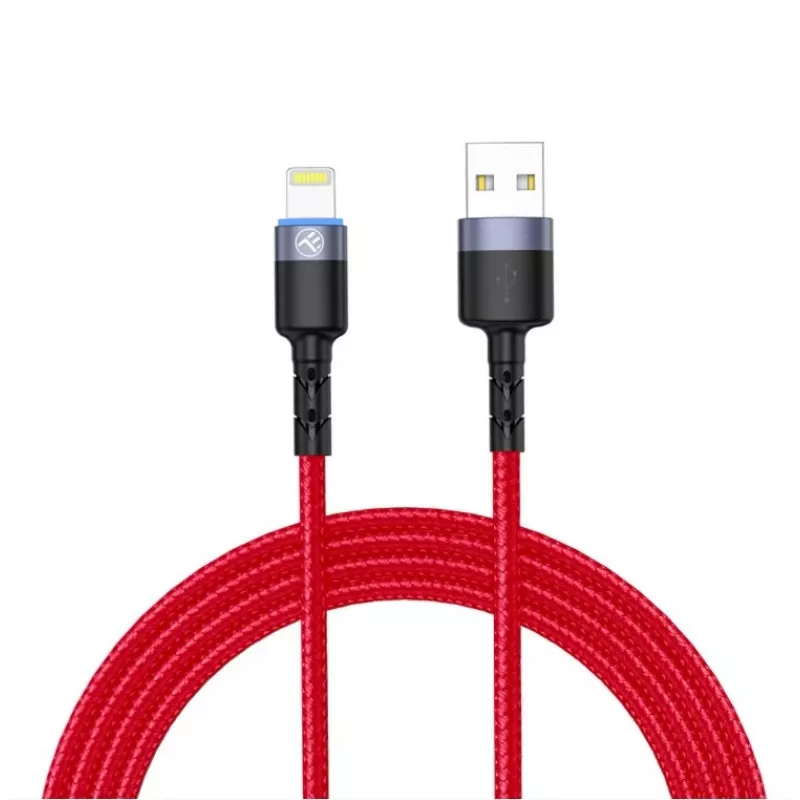 USB į Lightning duomenų kabelis Tellur, 3A, 1,2 m, LED indikatorius, raudonas
