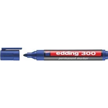 Permanentus žymeklis Edding 300 — mėlynas rašalas, 1,5 mm antgalis, pakuotėje 10 vnt.