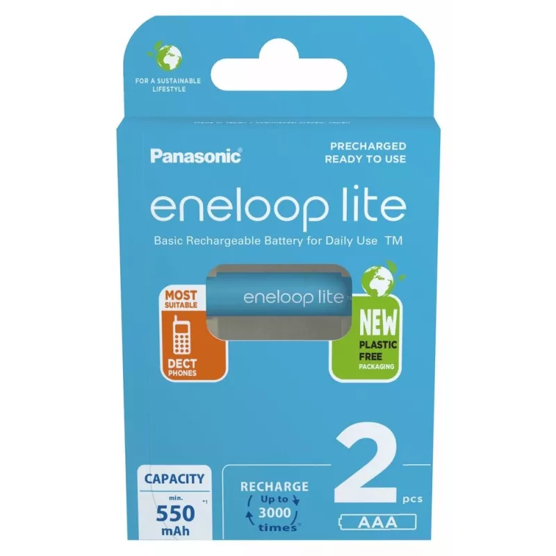 Įkraunamos baterijos PANASONIC ENELOOP LITE AAA 550 mAh 2 vnt. (BK-4LCCE/2CP)