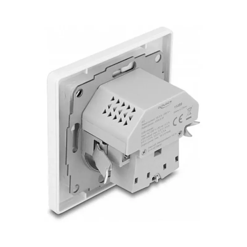 DeLOCK 11499 Kištukinis lizdas F tipas su USB A ir USB C, baltas
