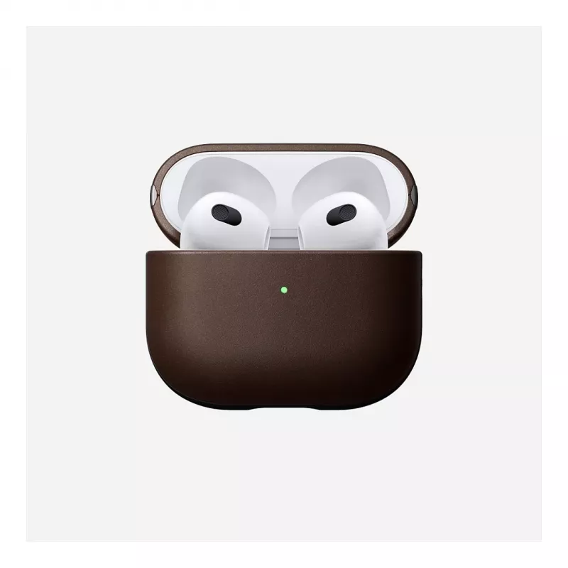 Odinis AirPods dėklas Nomad V3 Rustic Brown — apsauginis odinis dangtelis AirPods įkrovimo dėklui
