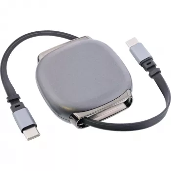 USB-C laidas InLine 35850, 100W galios tiekimas, 0,80 m, juoda/pilka