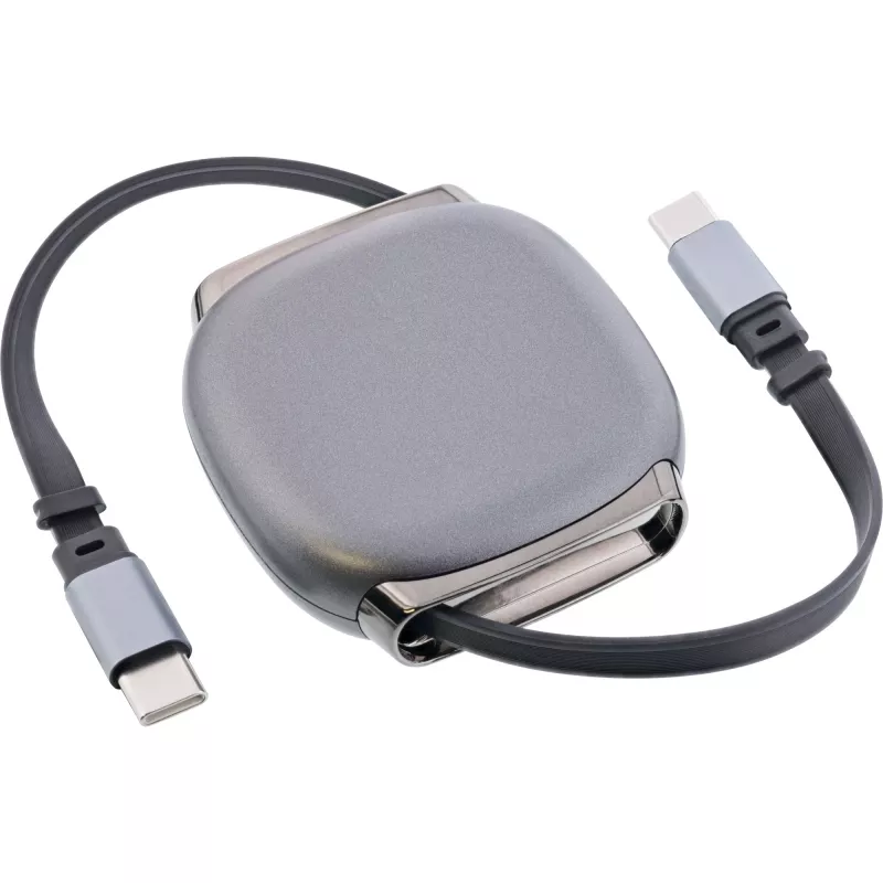USB-C laidas InLine 35850, 100W galios tiekimas, 0,80 m, juoda/pilka