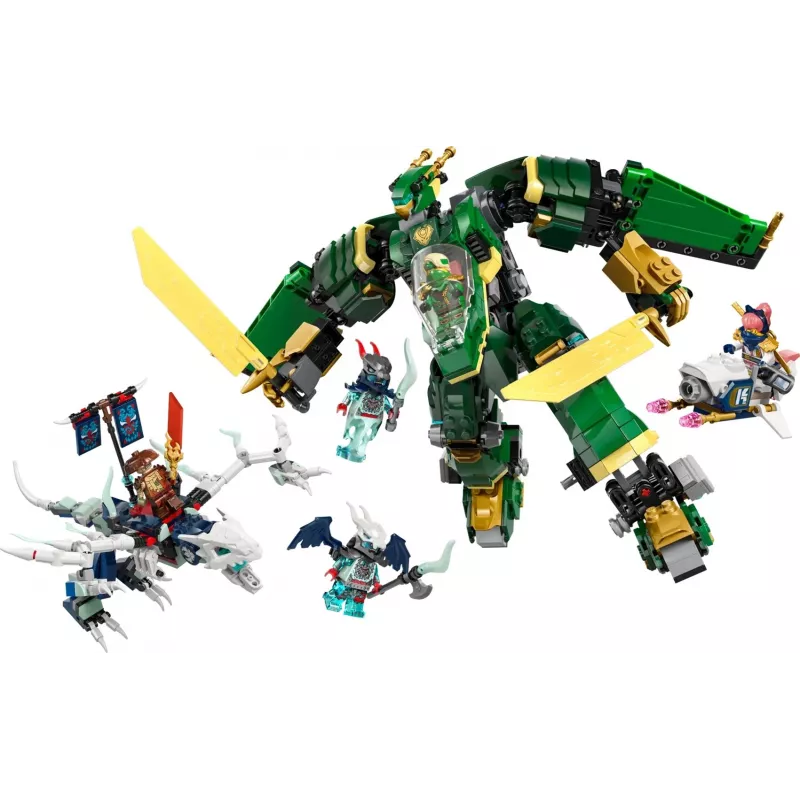 LEGO NINJAGO rinkinys 71845 Lloyd’s Jet Mech — 1112 detalių, 5 minifigūrėlės, judinami sparnai, aukštis 240 mm