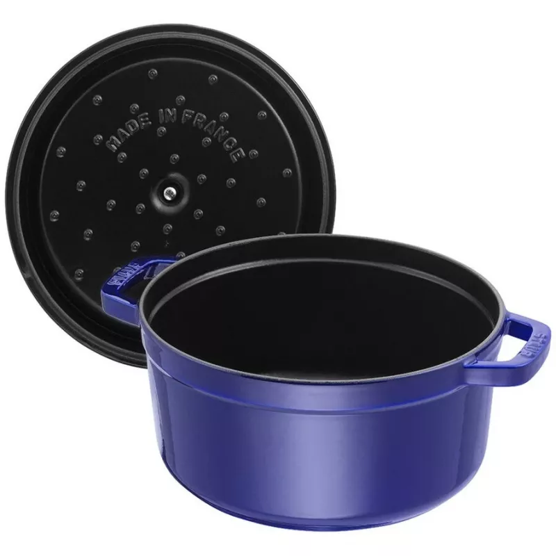 Ketus cocotte Staub 26 cm apvali, tamsiai mėlyna