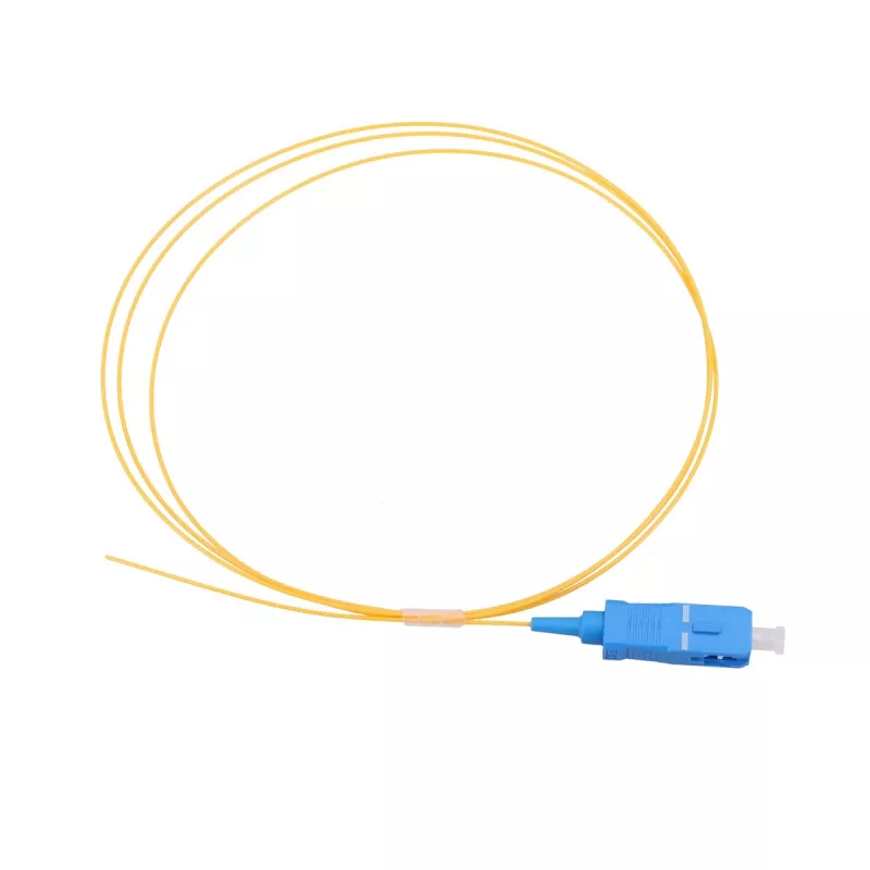 Pigtail SC/UPC PVC vienmodis Extralink G.657.A1 FTTH 900µm 1 m geltonas