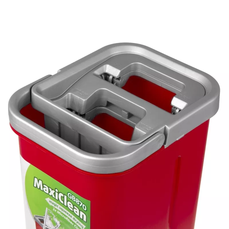 GB870 MaxiClean plokščias šluotos rinkinys su 2 viename valymo kibiru 5,7 l, šluotos grindų valymo sistema, 360° besisukanti šluotos galvutė