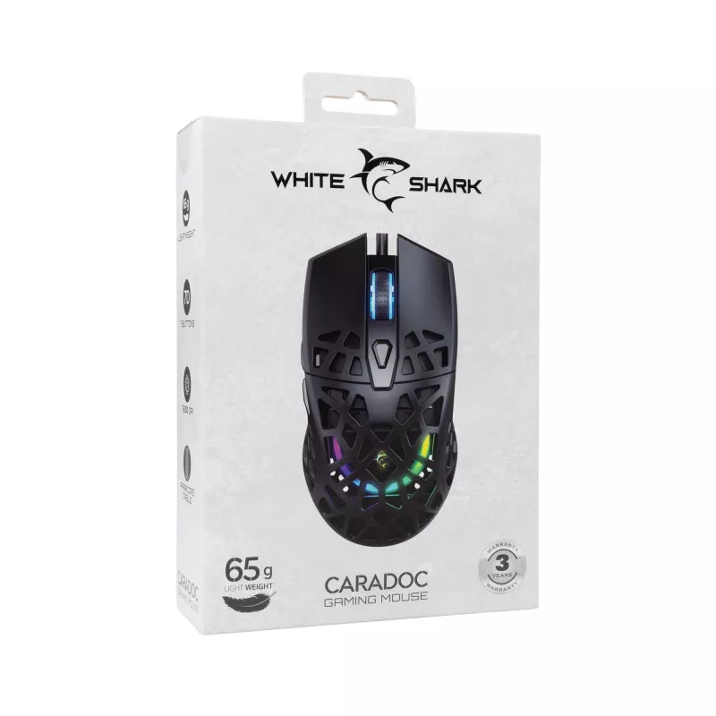 Pelė White Shark GM-5018 Caradoc RGB 7200 dpi juoda