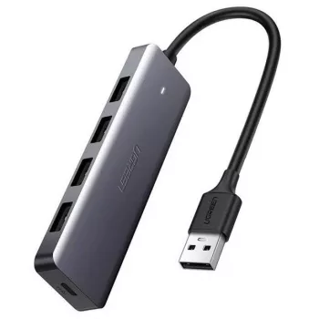 Ugreen Hub 4-in-1 USB-C adapteris į 4× USB 3.0 + USB-C pilkas