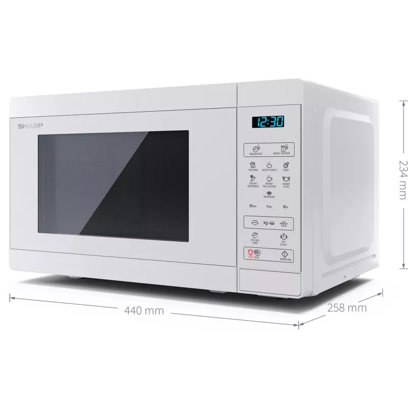 Sharp | Mikrobangų krosnelė | YC-MS02E-C | Laisvai pastatoma | 800 W | Balta