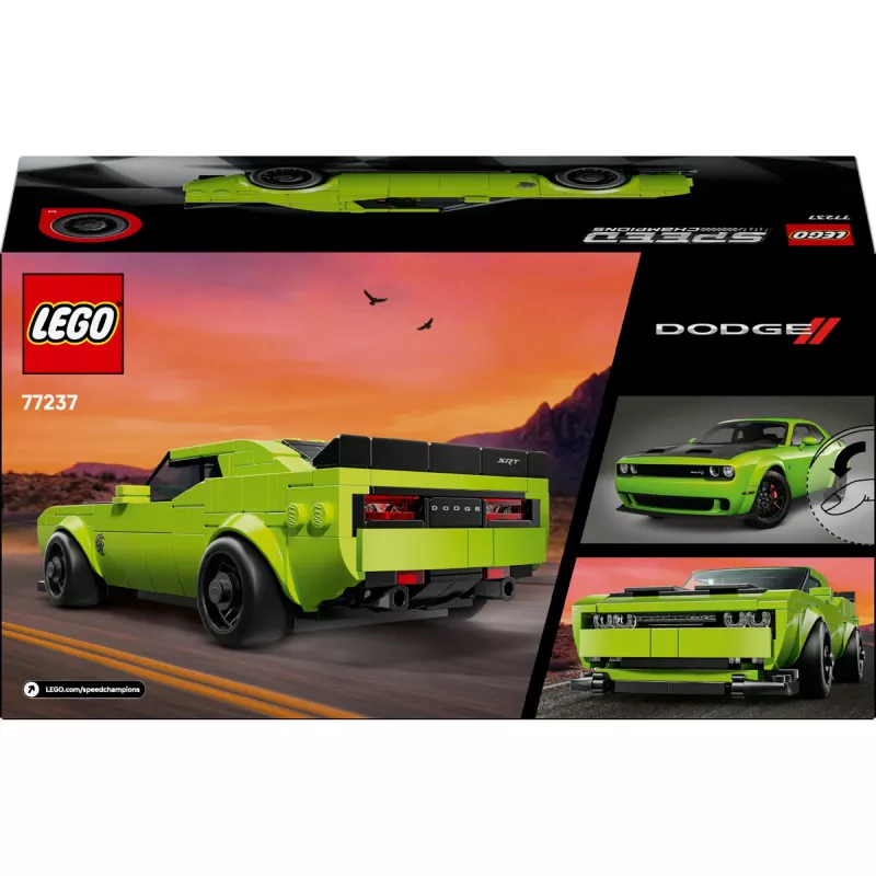 Konstruktorinis žaislinis automobilis LEGO Speed Champions Dodge Challenger SRT Hellcat 77237 — 390 detalių, 1 minifigūrėlė, amžius 9+