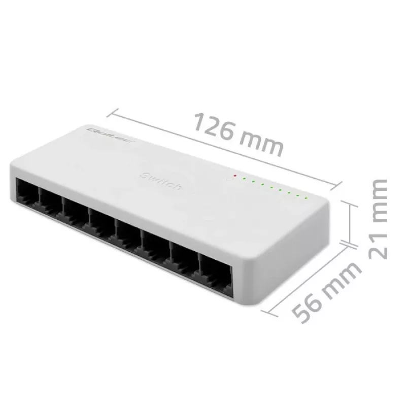 Tinklo komutatorius QOLTEC 52246 — 8 x RJ45 prievadai, 100 Mbps