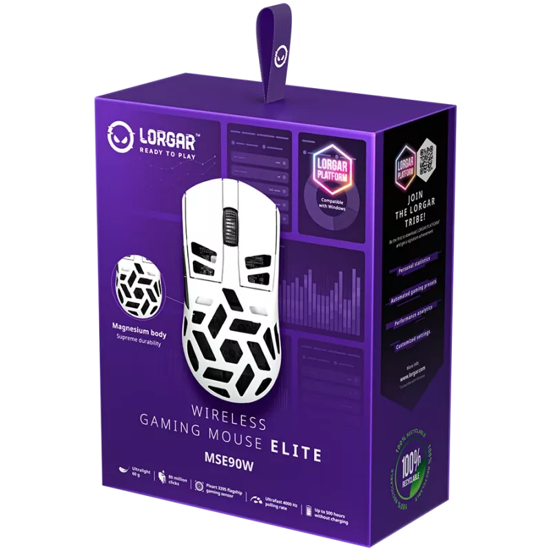 Žaidimų pelė LORGAR MSE90W Wireless