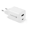 Sieninis įkroviklis everActive SC-450Q 45W 1×USB-C 1×USB-A Baltas