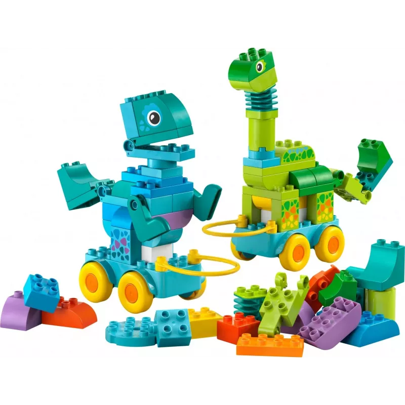 Konstrukcinis žaislas LEGO DUPLO 10451 Dinozaurai ant ratų, „3 viename“ rinkinys, 108 dalys, amžius 3+, aukštis 220 mm
