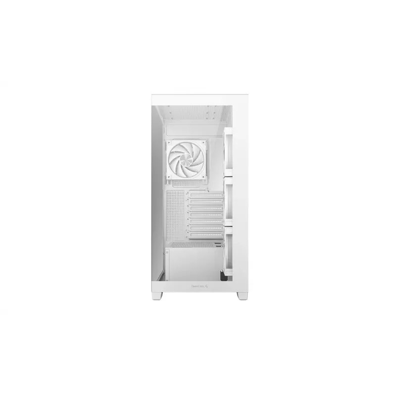 PC Case DeepCool CG580 4F V2 Midi Tower White — ATX, grūdintas stiklas, 3x120 mm šoniniai ventiliatoriai, 360 mm šoninio radiatoriaus palaikymas