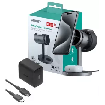 Belaidis 3in1 įkroviklis su aušinimu LC-MC311A 15W Qi2 MagSafe + 30W PD maitinimo adapteris
